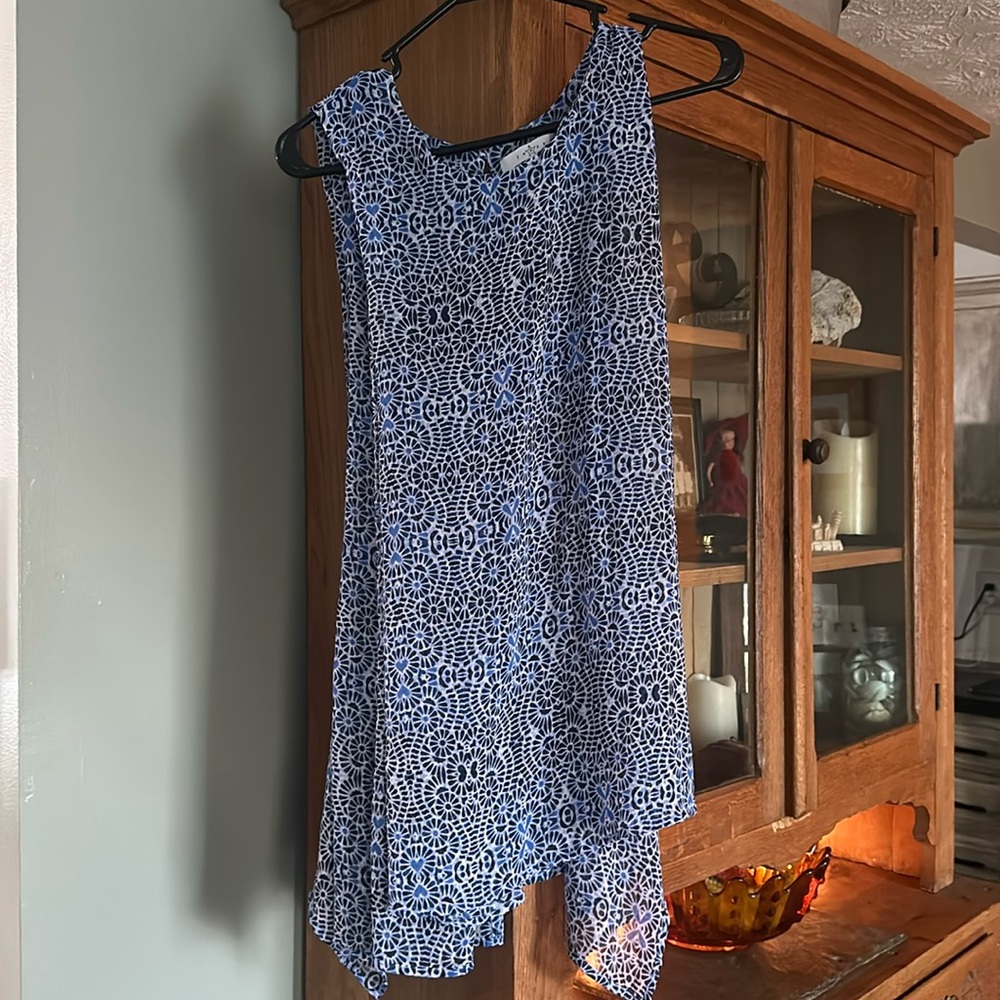 Asymmetrical flowy blue tunic